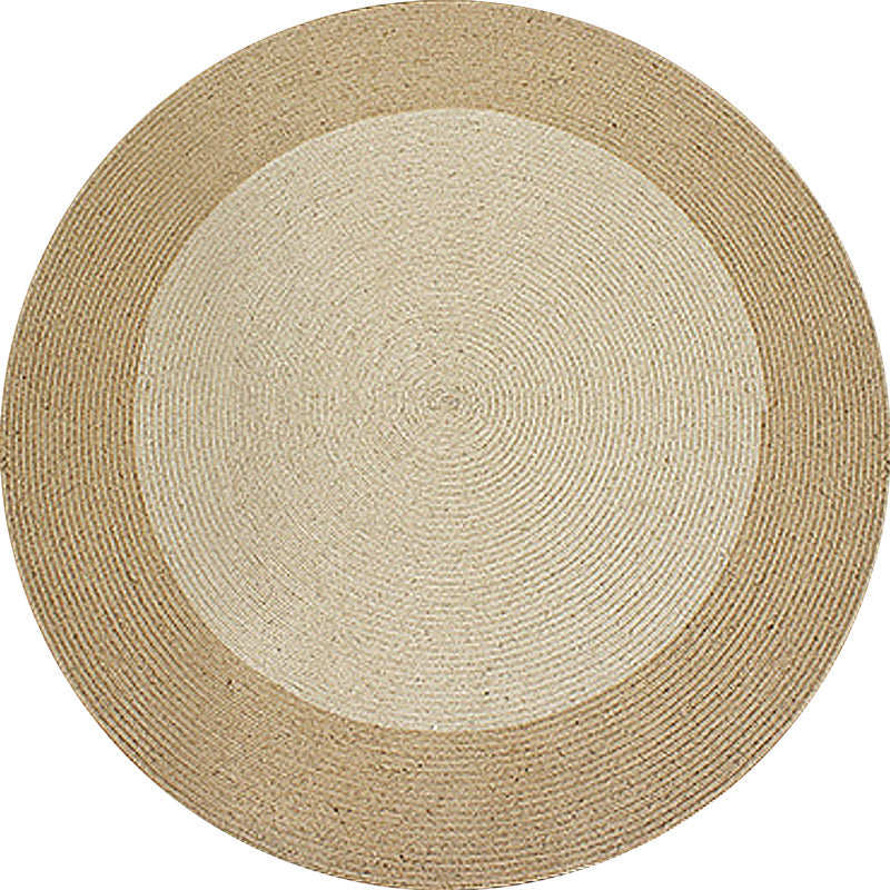 Sikunuo | Brown Bedroom Carpet Rustic Circular Pattern Rug Sisal Washable Non-Slip Backing Pet-Friendly Rug