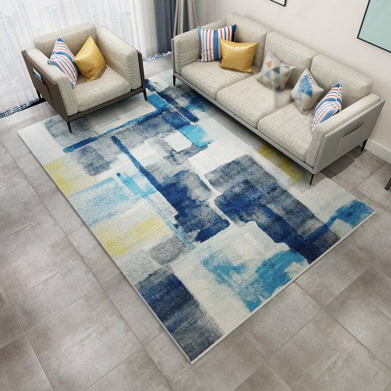 Sikunuo | Multicolor Abstract Carpet Polyester Industrial Carpet Pet Friendly Washable Non-Slip Carpet for Bedroom