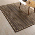 Sikunuo | Brown Striped Pattern Rug Sisal Country Rug Pet Friendly Washable Non-Slip Rug for Living Room