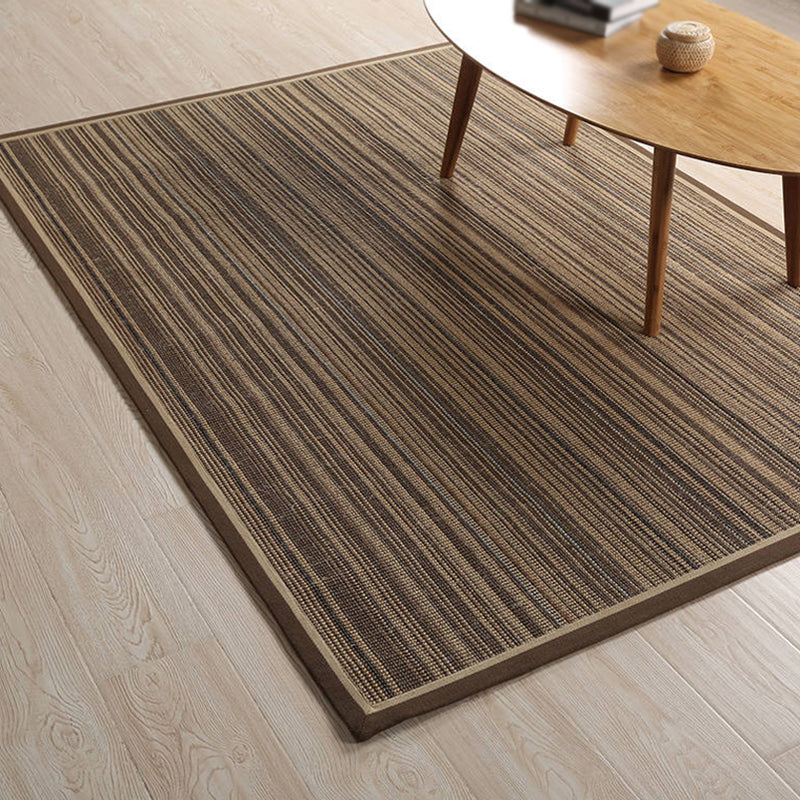 Sikunuo | Brown Striped Pattern Rug Sisal Country Rug Pet Friendly Washable Non-Slip Rug for Living Room
