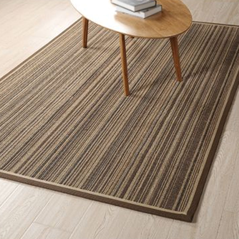 Sikunuo | Brown Striped Pattern Rug Sisal Country Rug Pet Friendly Washable Non-Slip Rug for Living Room