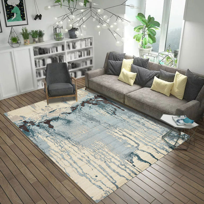Sikunuo | Multicolor Abstract Carpet Polyester Industrial Carpet Pet Friendly Washable Non-Slip Carpet for Bedroom