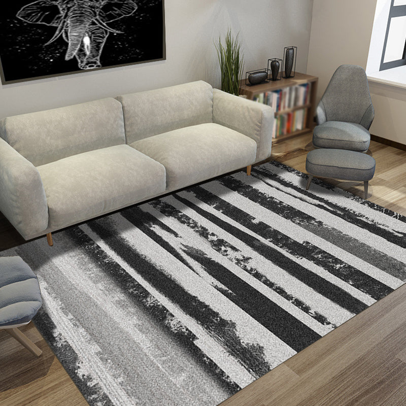 Sikunuo | Creative Abstract Rug Multicolor Industrial Rug Polyester Pet Friendly Washable Non-Slip Carpet for Living Room