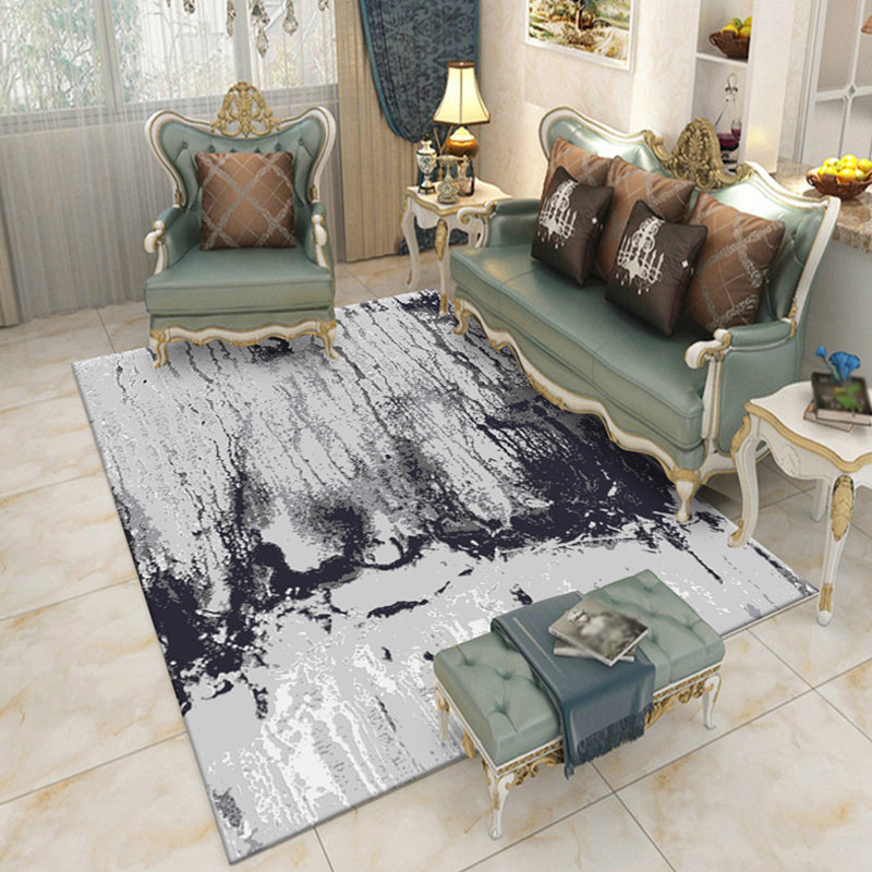 Sikunuo | Industrial Color Block Carpet Multicolor Polyester Carpet Anti-slip Pet Friendly Washable Area Carpet for Bedroom