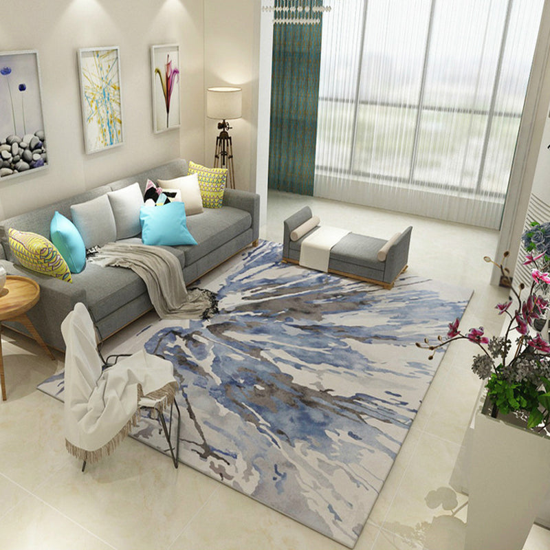 Sikunuo | Multicolor Living Room Rug Industrial Watercolor Pattern Rug Polyester Washable Non-Slip Backing Pet-Friendly Rug