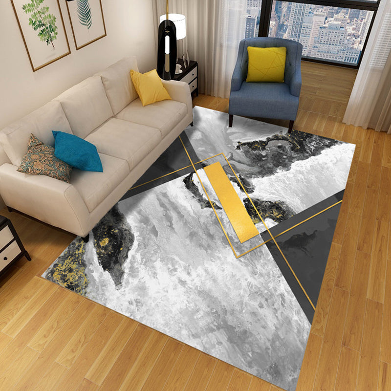 Sikunuo | Multicolor Abstract Carpet Polyester Industrial Carpet Pet Friendly Washable Non-Slip Rug for Living Room