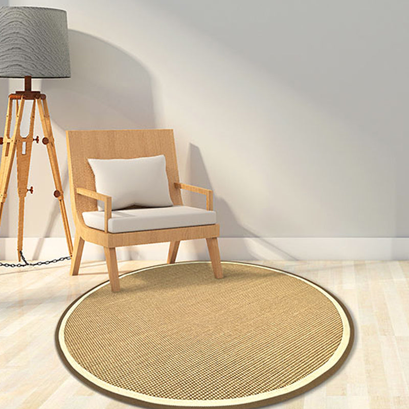 Sikunuo | Brown Living Room Rug Rustic Circle Pattern Rug Sisal Washable Non-Slip Backing Pet-Friendly Rug