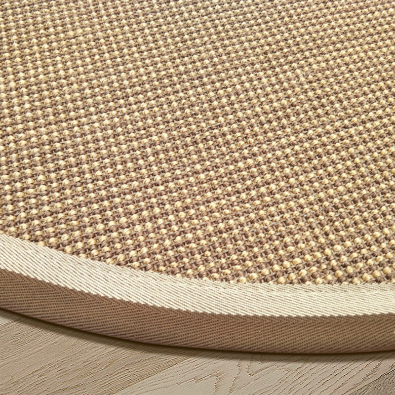 Sikunuo | Brown Living Room Rug Rustic Circle Pattern Rug Sisal Washable Non-Slip Backing Pet-Friendly Rug