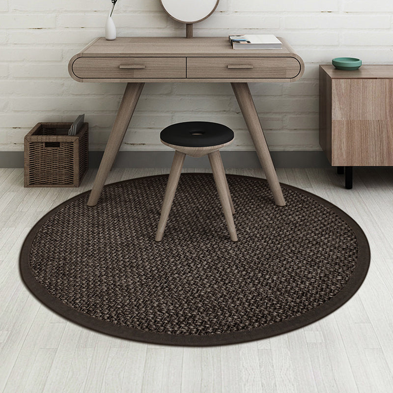 Sikunuo | Country Solid Color Area Rug Black Jute Rug Non-Slip Pet Friendly Washable Area Rug for Study