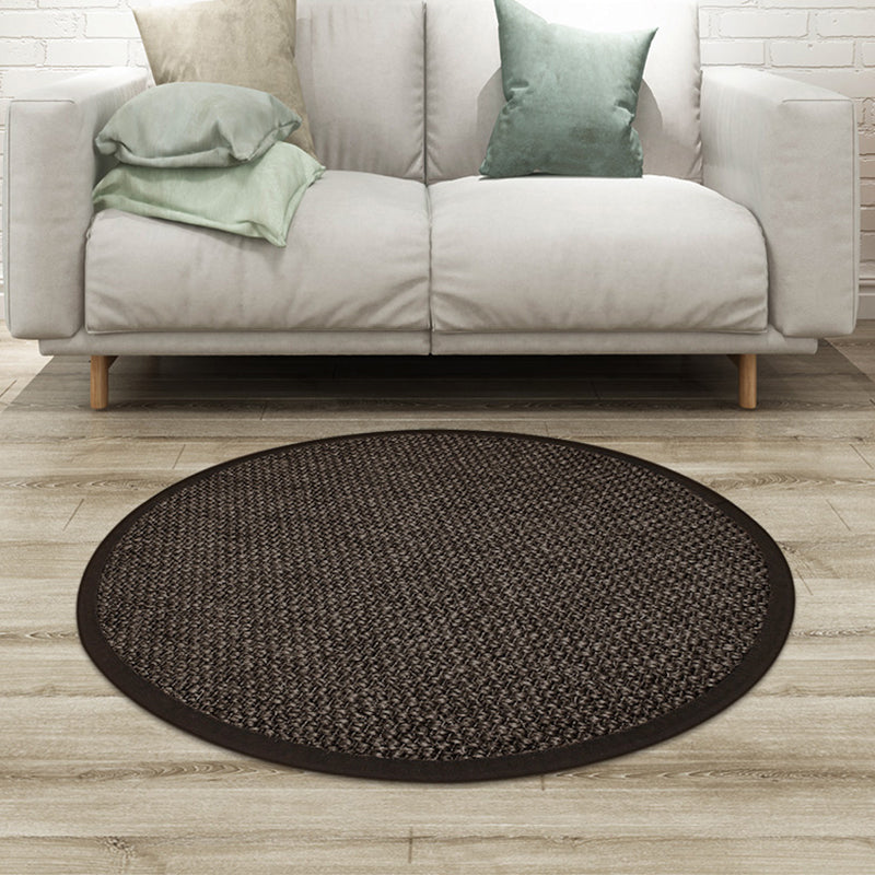 Sikunuo | Country Solid Color Area Rug Black Jute Rug Non-Slip Pet Friendly Washable Area Rug for Study