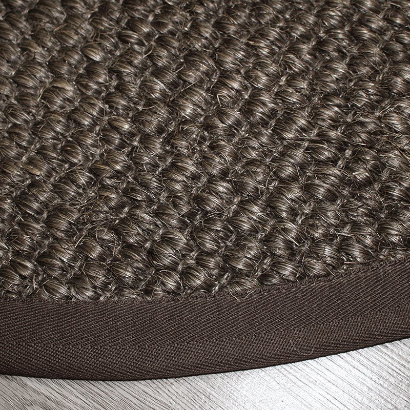 Sikunuo | Country Solid Color Area Rug Black Jute Rug Non-Slip Pet Friendly Washable Area Rug for Study