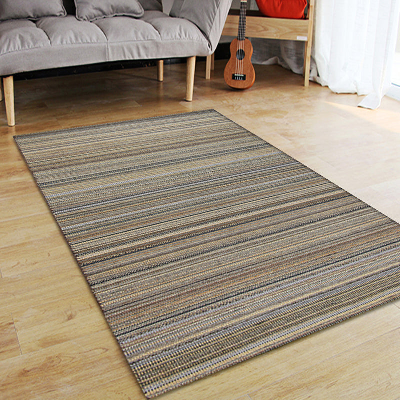Sikunuo | Outskirts Striped Pattern Carpet Brown Jute Carpet Non-Slip Pet Friendly Washable Area Rug for Study