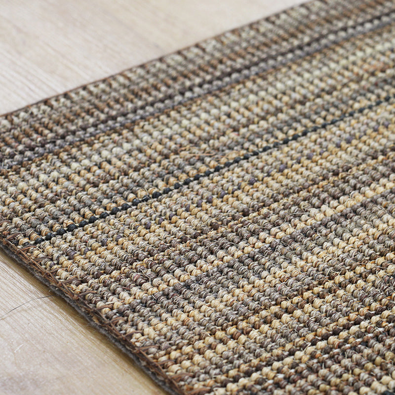 Sikunuo | Outskirts Striped Pattern Carpet Brown Jute Carpet Non-Slip Pet Friendly Washable Area Rug for Study