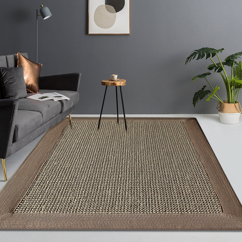 Sikunuo | Country Plain Carpet Brown Jute Carpet Non-slip Pet Friendly Washable Carpet for Study