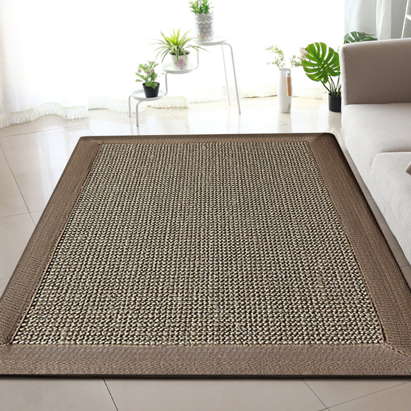 Sikunuo | Country Plain Carpet Brown Jute Carpet Non-slip Pet Friendly Washable Carpet for Study