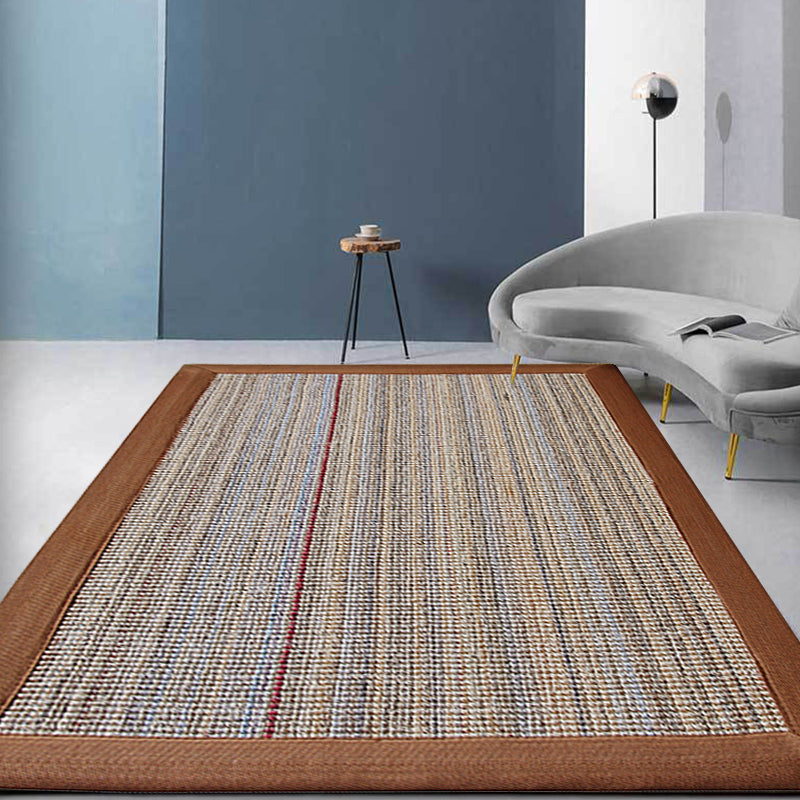 Sikunuo | Brown Solid Color Rug Sisal Country Rug Pet Friendly Washable Non-Slip Rug for Bedroom