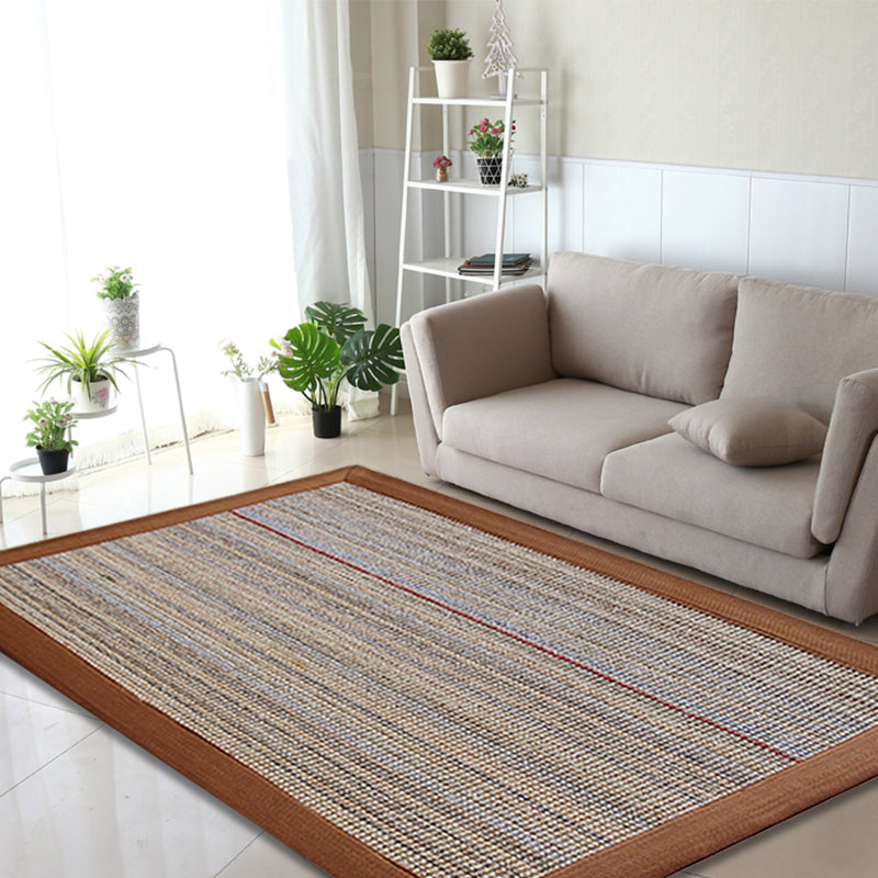 Sikunuo | Brown Solid Color Rug Sisal Country Rug Pet Friendly Washable Non-Slip Rug for Bedroom