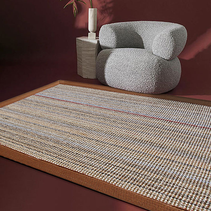 Sikunuo | Brown Solid Color Rug Sisal Country Rug Pet Friendly Washable Non-Slip Rug for Bedroom