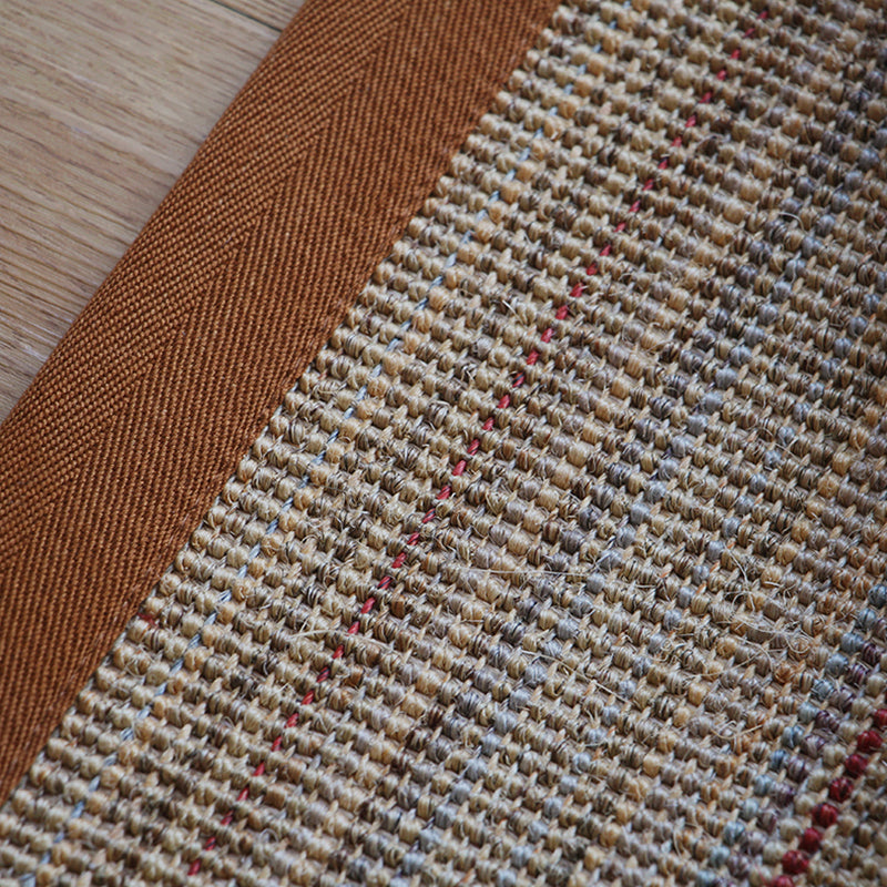 Sikunuo | Brown Solid Color Rug Sisal Country Rug Pet Friendly Washable Non-Slip Rug for Bedroom