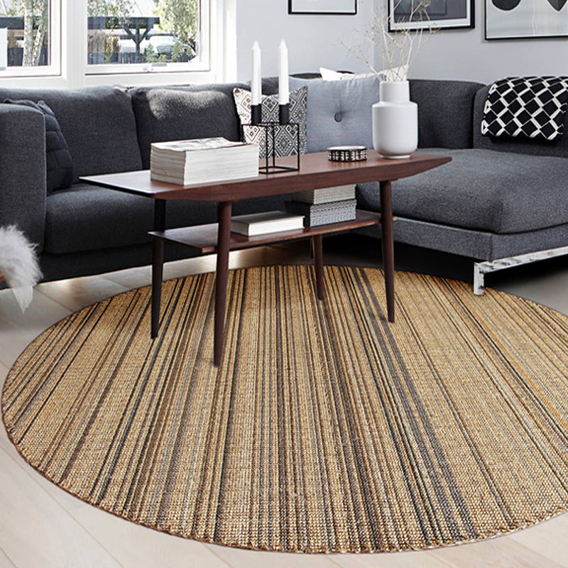 Sikunuo | Outskirts Striped Pattern Carpet Brown Jute Carpet Non-Slip Pet Friendly Washable Area Rug for Study