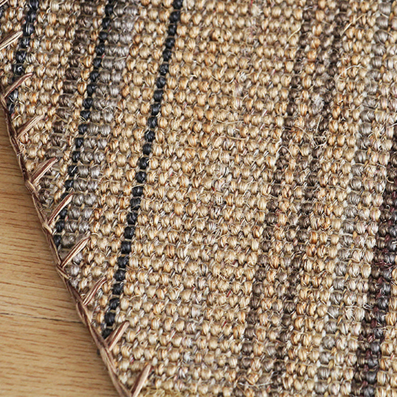 Sikunuo | Outskirts Striped Pattern Carpet Brown Jute Carpet Non-Slip Pet Friendly Washable Area Rug for Study