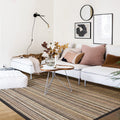 Sikunuo | Brown Striped Pattern Rug Sisal Rustic Rug Pet Friendly Washable Non-Slip Rug for the Bedroom