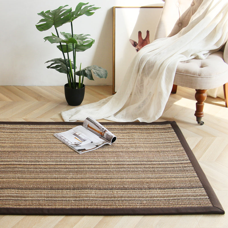 Sikunuo | Brown Striped Pattern Rug Sisal Rustic Rug Pet Friendly Washable Non-Slip Rug for the Bedroom