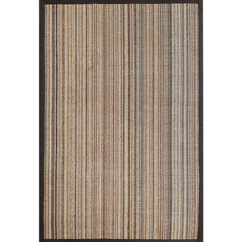 Sikunuo | Brown Striped Pattern Rug Sisal Rustic Rug Pet Friendly Washable Non-Slip Rug for the Bedroom