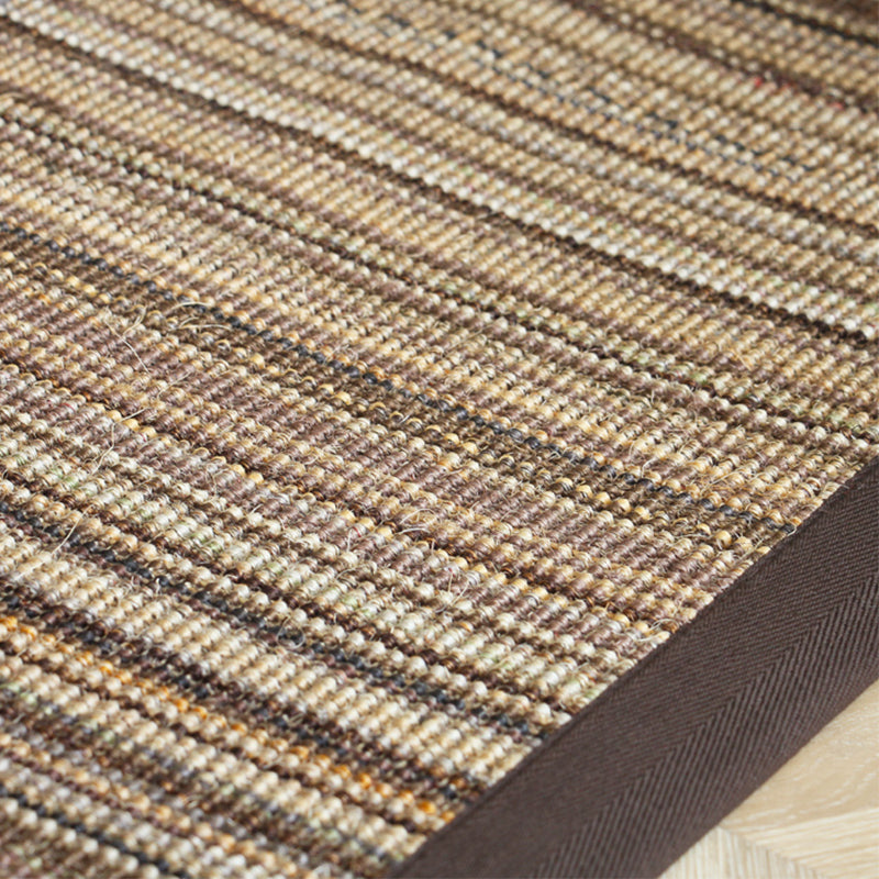 Sikunuo | Brown Striped Pattern Rug Sisal Rustic Rug Pet Friendly Washable Non-Slip Rug for the Bedroom