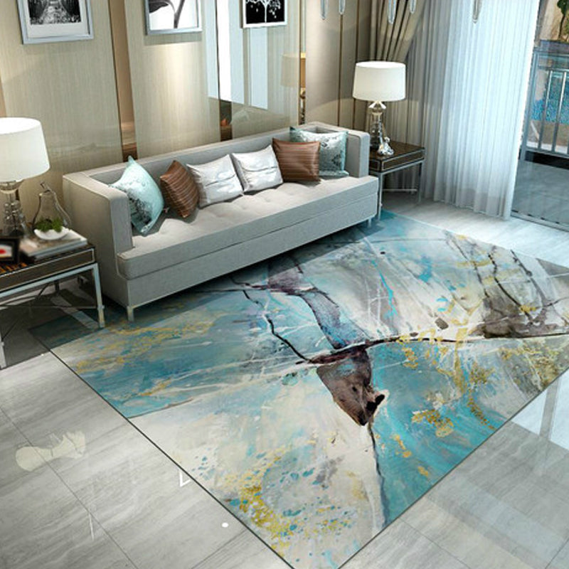 Sikunuo | Industrial Brushstroke Pattern Carpet Multicolor Polyester Carpet Non-Slip Pet-Friendly Washable Carpet for Bedroom