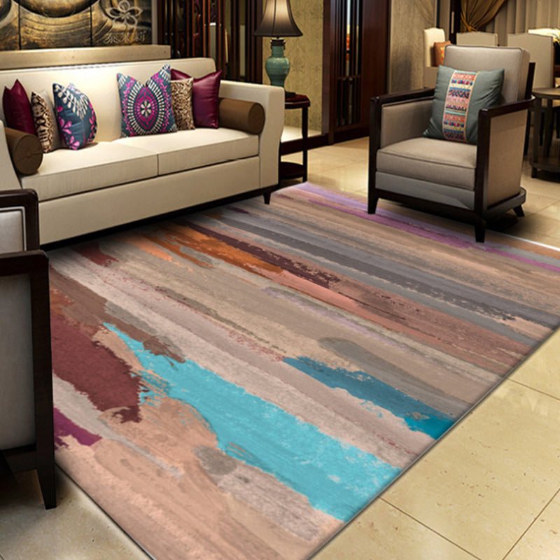 Sikunuo | Multicolor Abstract Rug with Brushstroke Rug Polyester Industrial Rug Pet-Friendly Washable Non-Slip Area Rug for the Living Room