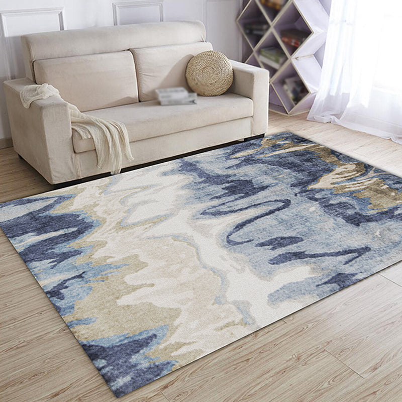Sikunuo | Multicolor Abstract Carpet Polyester Industrial Carpet Pet Friendly Washable Non-Slip Rug for Living Room