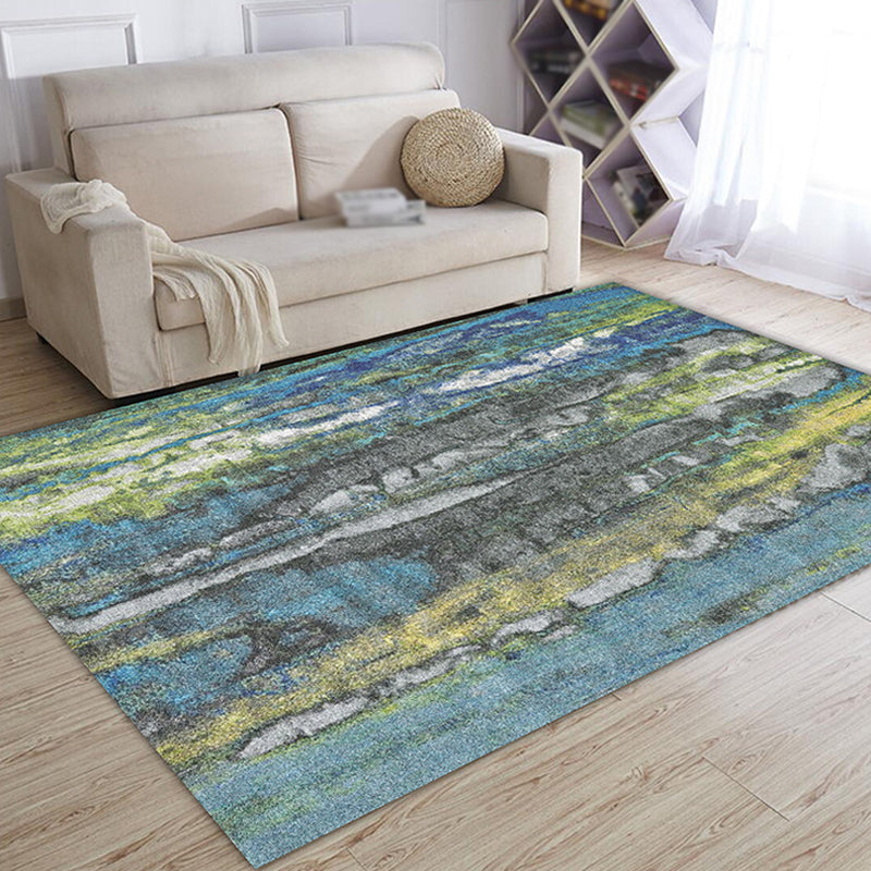 Sikunuo | Multicolor Abstract Carpet Polyester Industrial Carpet Pet Friendly Washable Non-Slip Rug for Living Room