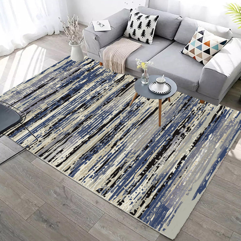 Sikunuo | Industrial Abstract Floor Rug Multicolor Polyester Rug Non-Slip Pet Friendly Washable Area Rug for Bedroom