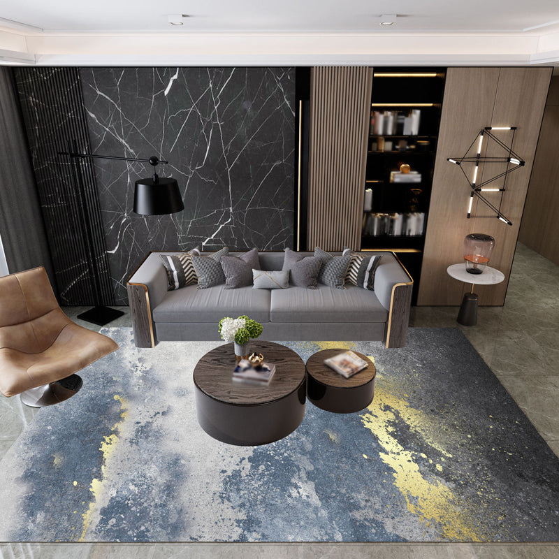 Sikunuo | Industrial Abstract Floor Rug Multicolor Polyester Rug Non-Slip Pet Friendly Washable Area Rug for Bedroom