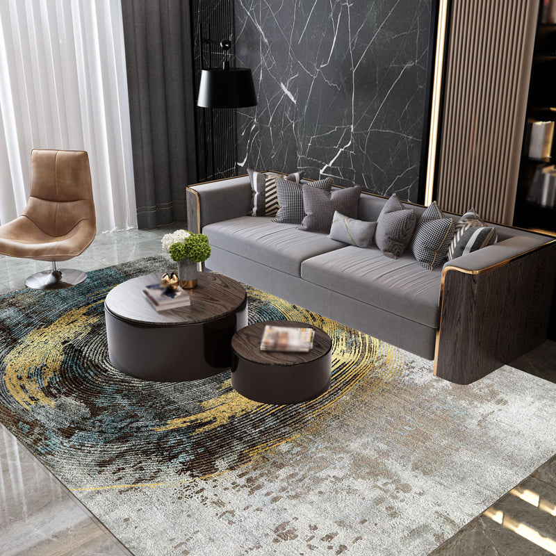Sikunuo | Industrial Abstract Floor Rug Multicolor Polyester Rug Non-Slip Pet Friendly Washable Area Rug for Bedroom