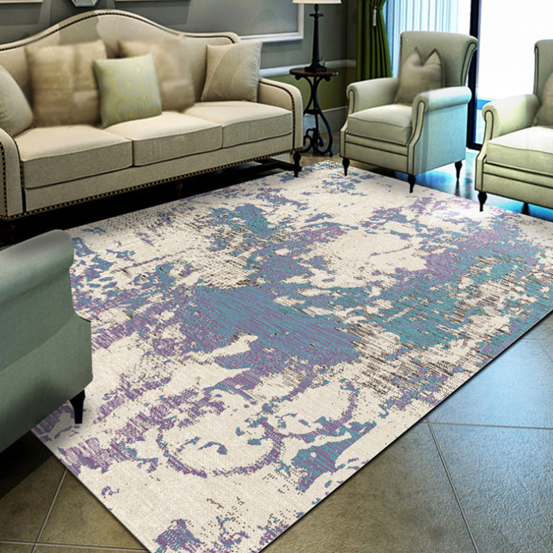 Sikunuo | Industrial Abstract Floor Rug Multicolor Polyester Rug Non-Slip Pet Friendly Washable Area Rug for Bedroom