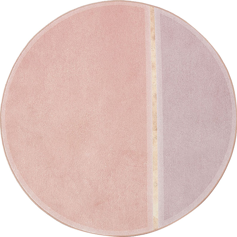 Sikunuo | Creative Color Block Carpet Pink Minimalist Carpet Chenille Pet Friendly Washable Anti-slip Area Rug for Study