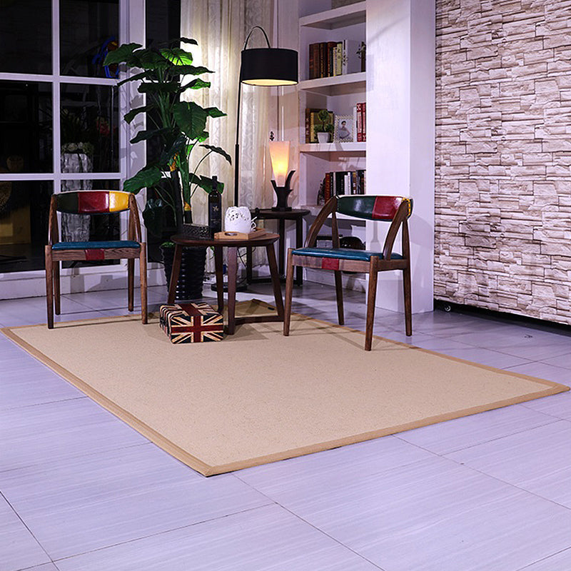 Sikunuo | Brown Solid Color Rug Sisal Country Rug Pet Friendly Washable Non-Slip Rug for Bedroom