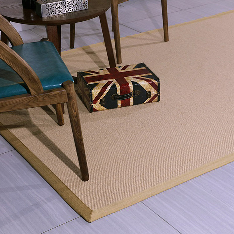 Sikunuo | Brown Solid Color Rug Sisal Country Rug Pet Friendly Washable Non-Slip Rug for Bedroom