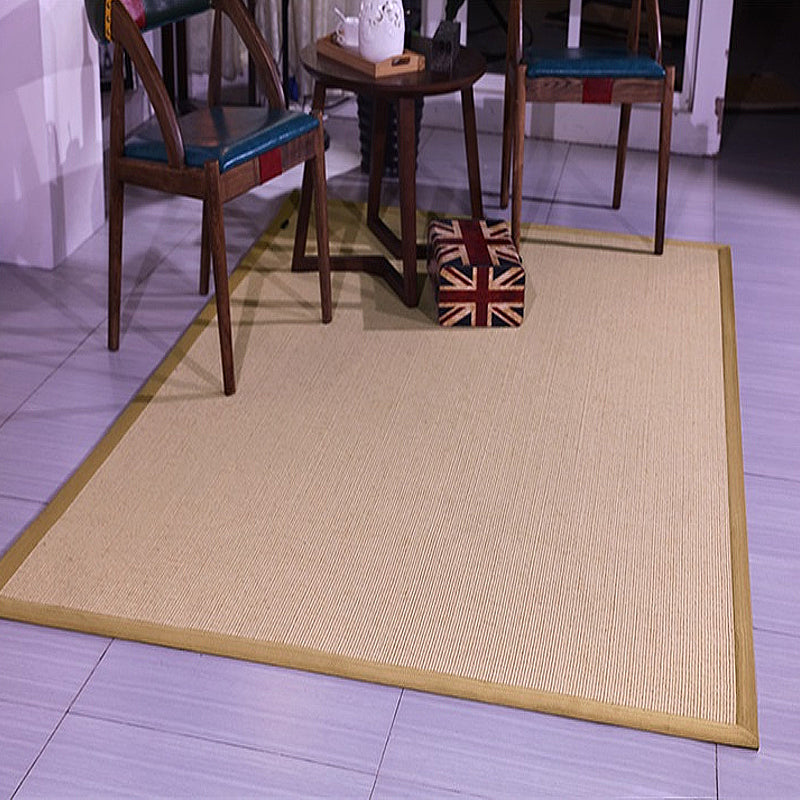 Sikunuo | Brown Solid Color Rug Sisal Country Rug Pet Friendly Washable Non-Slip Rug for Bedroom
