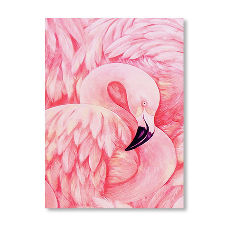 Sikunuo | Flamingo Canvas Print Tropical Style Texture Wall Art Decor in Pink for Family Room