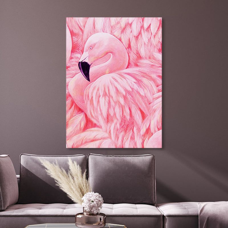Sikunuo | Flamingo Canvas Print Tropical Style Texture Wall Art Decor in Pink for Family Room