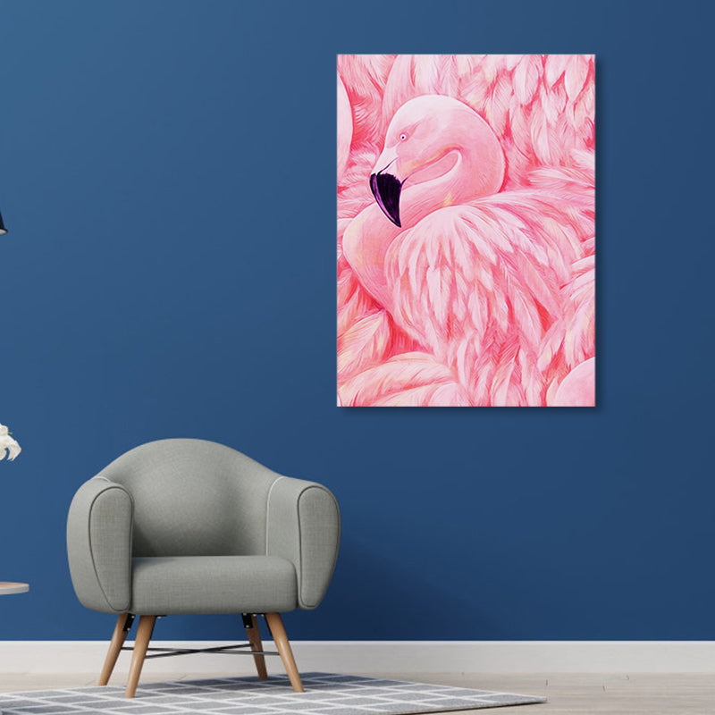 Sikunuo | Flamingo Canvas Print Tropical Style Texture Wall Art Decor in Pink for Family Room