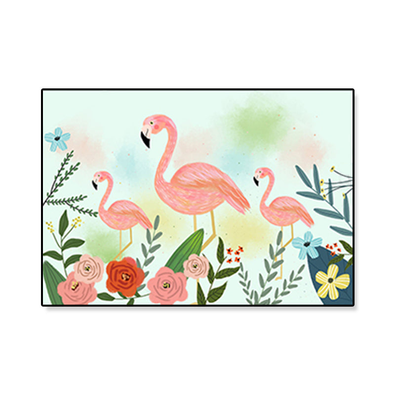 Sikunuo | Flamingo Print Painting Tropical Stylish Textured Canvas Wall Art for Dining Room