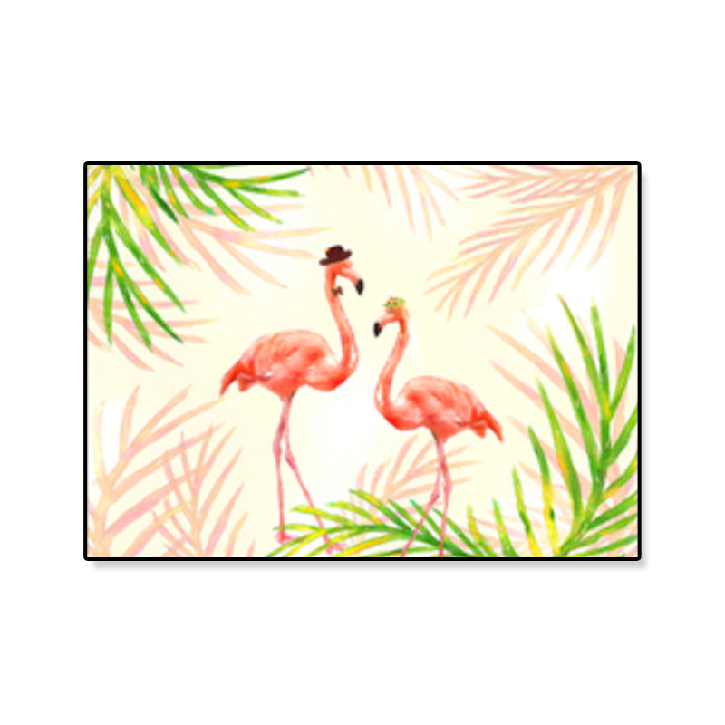 Sikunuo | Flamingo Print Painting Tropical Stylish Textured Canvas Wall Art for Dining Room