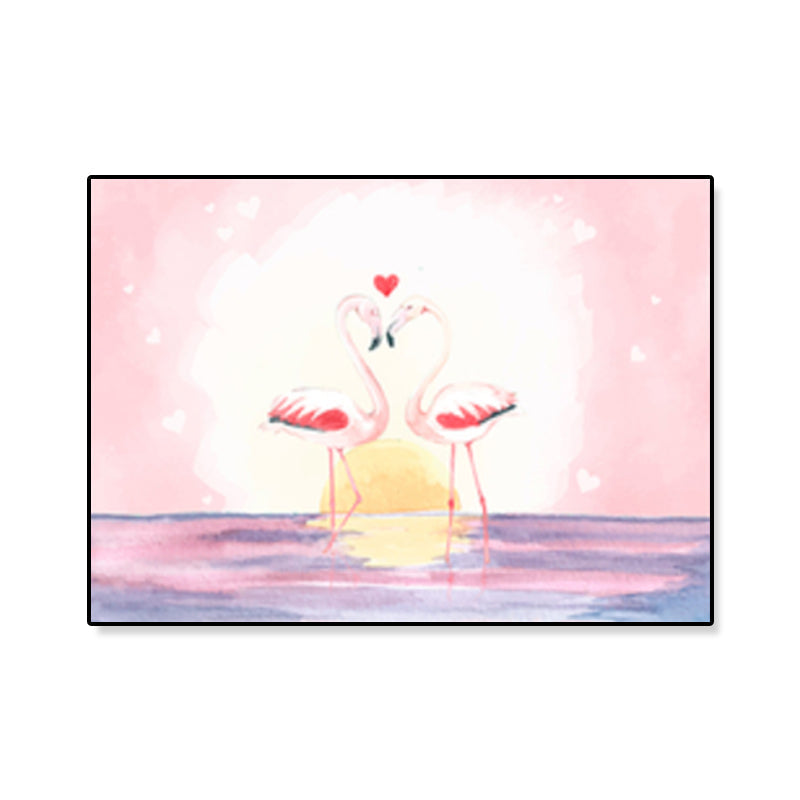 Sikunuo | Flamingo Print Painting Tropical Stylish Textured Canvas Wall Art for Dining Room