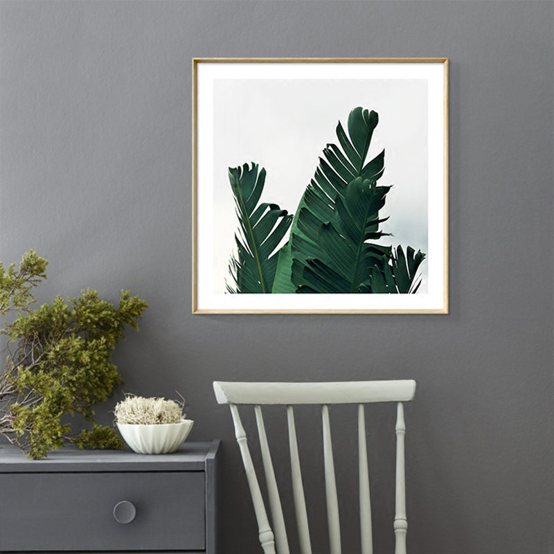 Sikunuo | Green Banana Leaves Canvas Print Botanical Tropix Textured Wall Art for the Dining Room