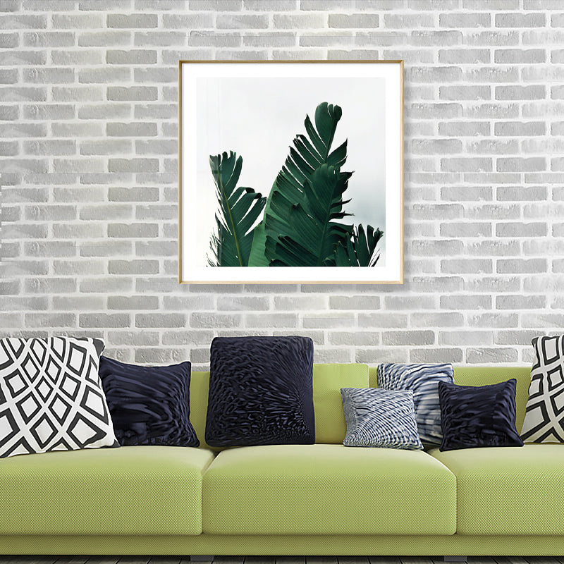 Sikunuo | Green Banana Leaves Canvas Print Botanical Tropix Textured Wall Art for the Dining Room