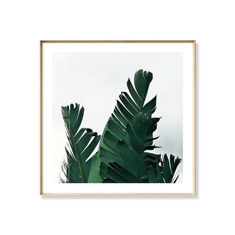 Sikunuo | Green Banana Leaves Canvas Print Botanical Tropix Textured Wall Art for the Dining Room